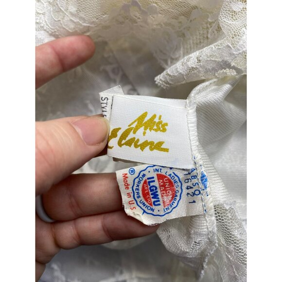 Vintage Miss Elaine Ivory Lace & Satin Nightgown Slip Dress #7212 - Picture 5 of 8